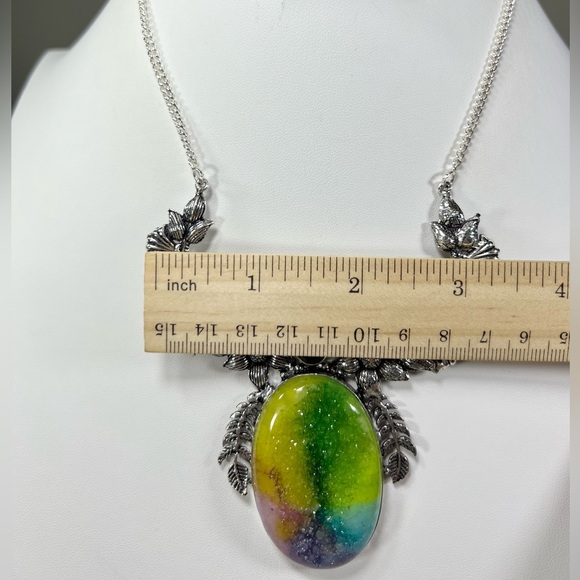 🌈 Unique Design Rainbow Solar Quartz 925 Large Stone Gemstone Necklace Bracelet - Picture 5 of 11